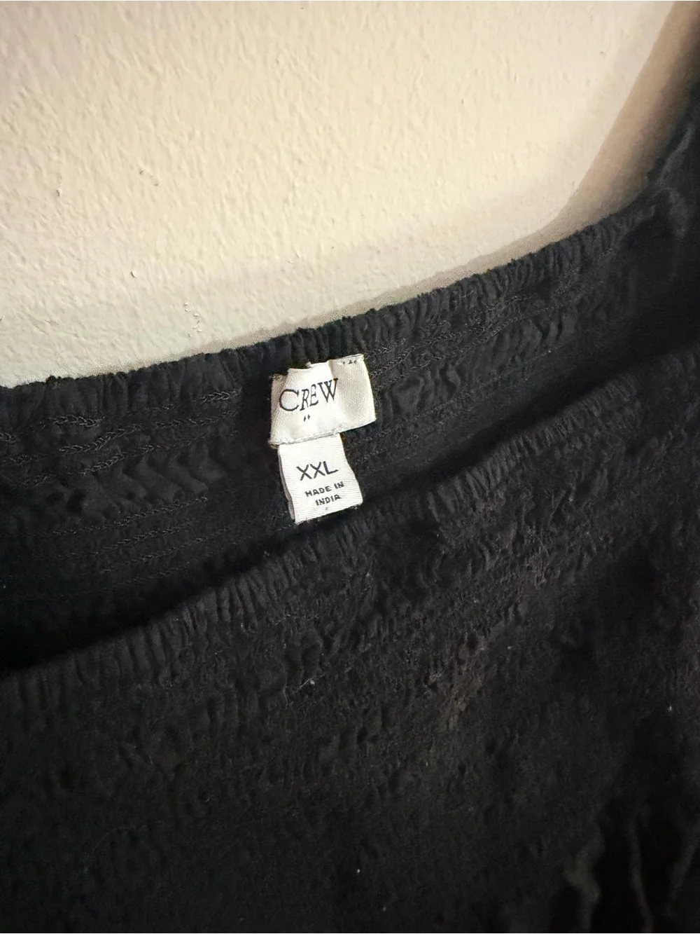 J. Crew Size XXL Black Square-Neck Long Sleeve Smocked Mini Dress